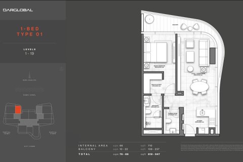 Apartament në Business Bay, Dubai, Emiratet e Bashkuara Arabe 1 dhomë gjumi, 76 m2. № 691475 - Foto 9