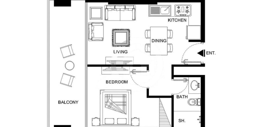 Apartman u Oasis 2 by Reportage Properties u gradu Masdar City, Abu Dhabi, UAE 1 spavaća soba, 47.7 m2 Br. 760663