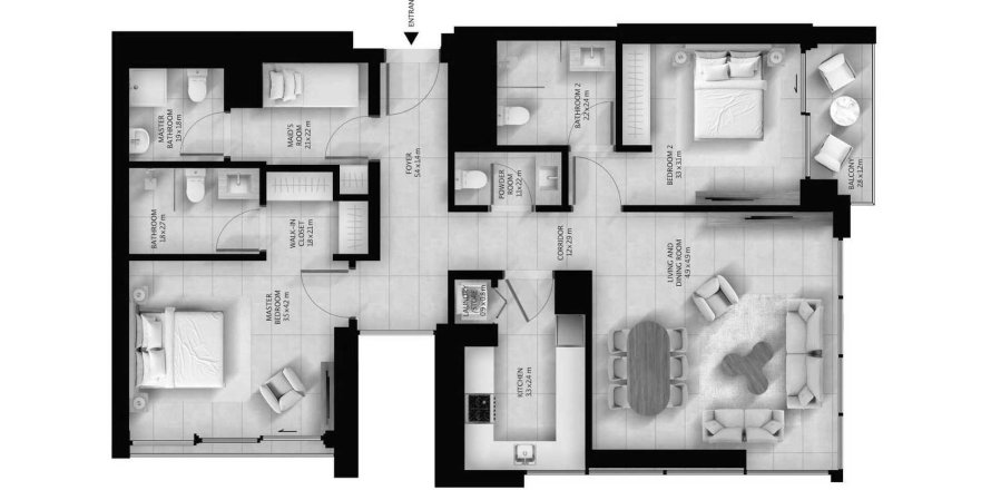 Διαμέρισμα σε Altura 2 σε Dubai South (Dubai World Central), ΗΑΕ 2 υπνοδωμάτια, 119 τ.μ. Αρ. 646659