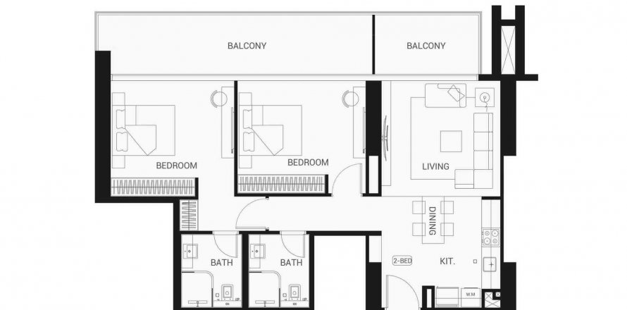 Apartament w Jumeirah Village Circle, Dubai, ZEA 2 sypialnie, 107.86 mkw. nr 564989