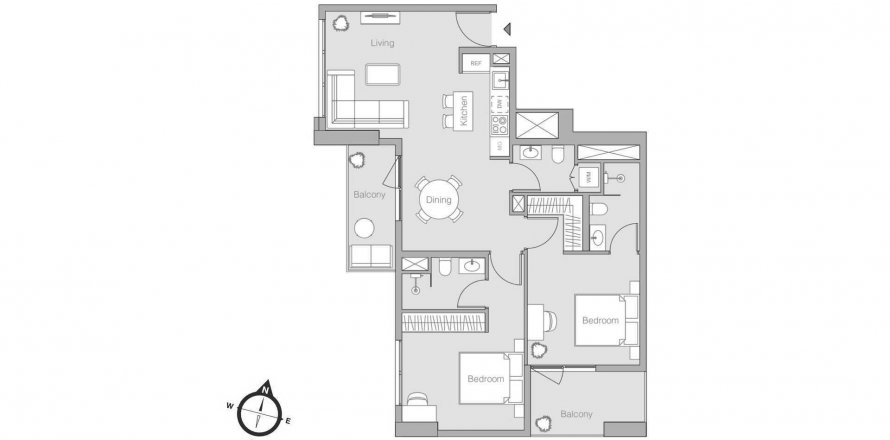 Apartment FASHIONZ RESIDENCES i Jumeirah Village Circle, Dubai, UAE 2 soveværelser, 94.11 kvm № 302406