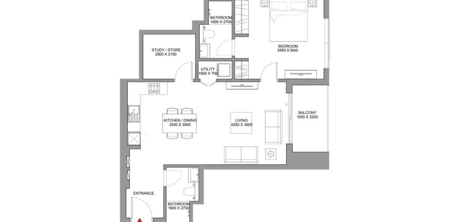 Floor plan «TYPE A», 1 bedroom, in SKYSCAPE AURA