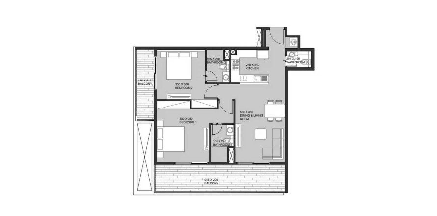 Apartment in Garnet by Siroya in Dubai South (Dubai World Central), UAE 2 bedrooms, 110.24 sq.m. № 705337