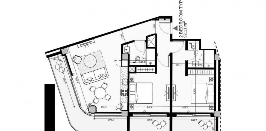 Byt v Arian v Downtown Jebel Ali, Dubai, SAE 2 ložnice, 90.71 m² Č.: 564678