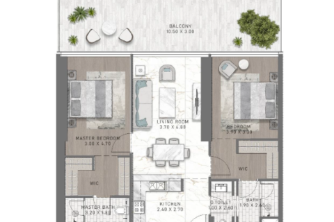 Пәтер Dubai Harbour, Дубай, БАӘ-да 1 жатын бөлме, 69 м² № 690216 - фото 8