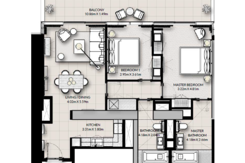 Купить квартиру в Дубай Марина, ОАЭ 1 спальня, № 690215 - фото 8