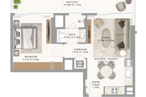 Apartman u Al Marjan Island, Ras Al Khaimah, UAE 1 spavaća soba, 62 m2 Br. 690211 - fotografija 7