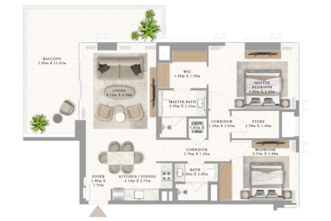 Apartman u Al Marjan Island, Ras Al Khaimah, UAE 1 spavaća soba, 62 m2 Br. 690211 - fotografija 8