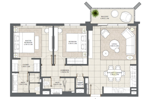 Apartment sa Dubai Creek Harbour (The Lagoons), UAE 1 silid-tulugan, 57 sq.m. № 690214 - larawan 6