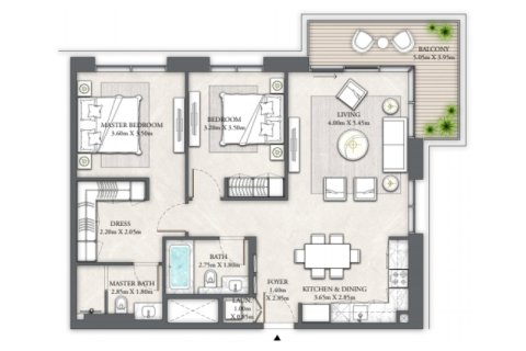 Byt v Dubai Creek Harbour (The Lagoons), SAE 1 ložnice, 103 m² Č.: 689889 - fotografie 6