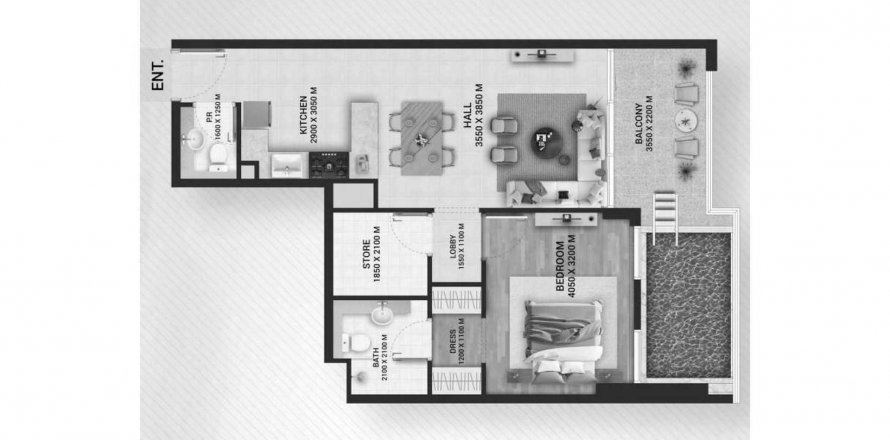 Byt v Empire Lake Views v Wadi Al Safa 2, Dubai, SAE 1 ložnice, 79.62 m² Č.: 567724