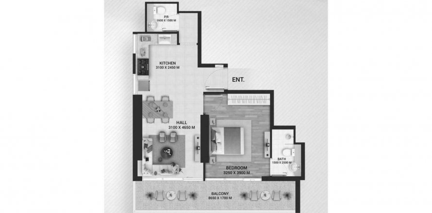 Byt v Empire Lake Views v Wadi Al Safa 2, Dubai, SAE 1 ložnice, 70.05 m² Č.: 567725