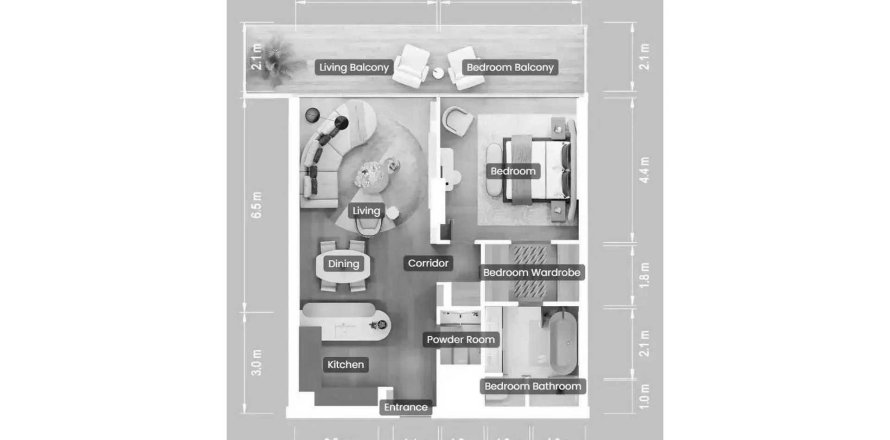 آپارتمان در Saadiyat Island، Abu Dhabi ، امارات متحده عربی 1 خوابه ، 104.24 متر مربع.  شماره 740296