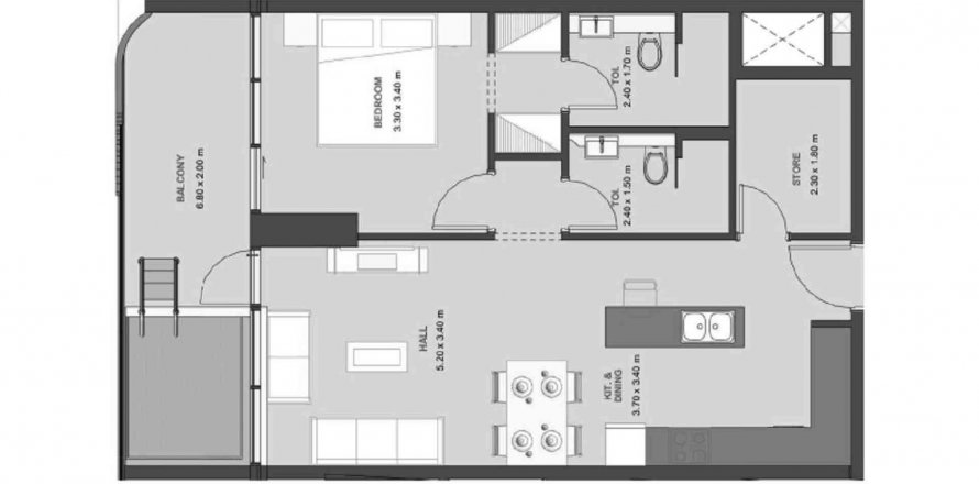Byt v Lucky Oasis Residence v Jumeirah Village Circle, Dubai, SAE 1 ložnice, 77.48 m² Č.: 457323