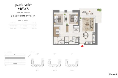 דירה להשכרה ב Dubai Hills Estate, Dubai, איחוד האמירויות  2 חדרי שינה, 106.09522600 מ"ר, מספר 651496 - תמונה 1