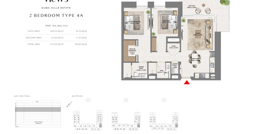 Apartament în Dubai Hills Estate, Dubai, EAU 2 dormitoare, 106.095 mp.  №651496