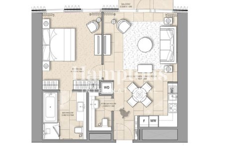 Leilighet i Dubai Creek Harbour (The Lagoons), Dubai, Emiratene 1 soverom, 72.4643 kvm nr. 688034