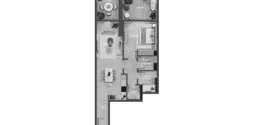 Apartmán v SkyHills Astra v Al Barsha, Dubai, SAE 3 spálne, 90.8 m2 č. 574722