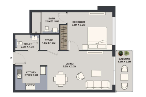 Lakás itt: Jumeirah Village Circle, Dubai, EAE, 1 szoba, 35 m², azonosító: 732738 - fénykép 6