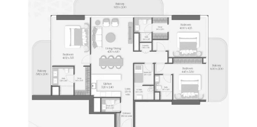 Apartament w Nadd Al Sheba, Dubai, ZEA 3 sypialnie, 197.1 mkw. nr 658466
