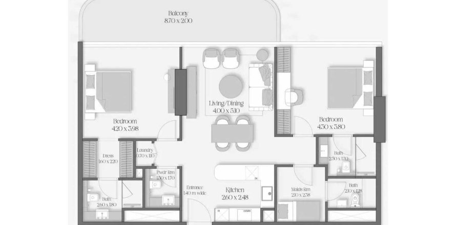 Apartament w Nadd Al Sheba, Dubai, ZEA 2 sypialnie, 114.9 mkw. nr 658260