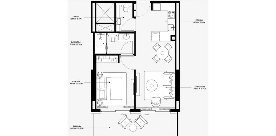 Dubai South (Dubai World Central), Dubai, BAE’de daire 1 yatak odası, 68 m² No 686987