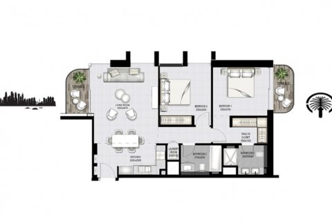 Wohnung zur Miete in Dubai Harbour, Dubai, VAE 2 Schlafzimmer, 100.61952318 m2 Nr. 583536 - Foto 30