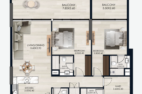 Apartament në Dubai, Emiratet e Bashkuara Arabe 1 dhomë, 44 m2. № 732733 - Foto 6