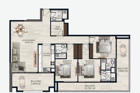 Apartament në Dubai, Emiratet e Bashkuara Arabe 1 dhomë, 44 m2. № 732733 - Foto 7