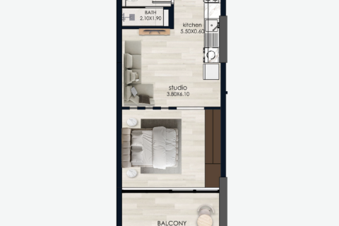 Apartament në Dubai, Emiratet e Bashkuara Arabe 1 dhomë, 44 m2. № 732733 - Foto 4