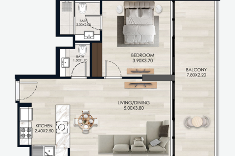 Apartament në Dubai, Emiratet e Bashkuara Arabe 1 dhomë, 44 m2. № 732733 - Foto 5