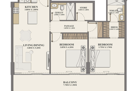 Dzīvoklis Al Furjan, Dubaijā, AAE 1 istaba, 76 m2 Nr. 732728 - attēls 8