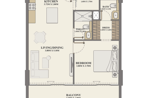 Dzīvoklis Al Furjan, Dubaijā, AAE 1 istaba, 76 m2 Nr. 732728 - attēls 7