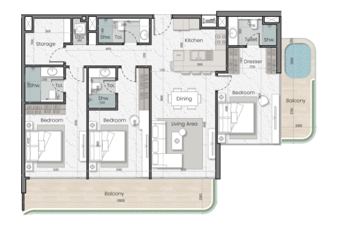 Jumeirah Village Circle, Dubai, संयुक्त अरब अमीरात में अपार्टमेंट, 1 कमरा, 38 वर्ग मीटर, संख्या 732734 - फ़ोटो 7