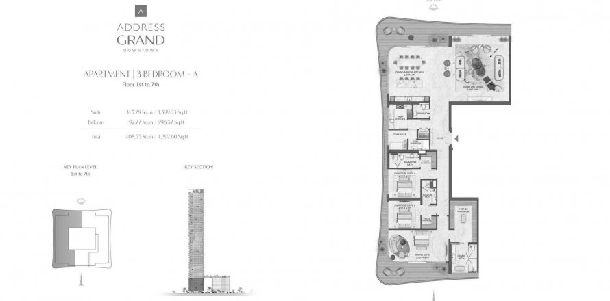 Apartment in Address Grand Downtown in Downtown Dubai (Downtown Burj Dubai), UAE 3 bedrooms, 408.55 sq.m. № 575457