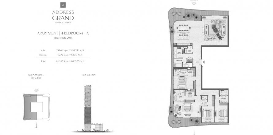 Apartment in Address Grand Downtown in Downtown Dubai (Downtown Burj Dubai), UAE 4 bedrooms, 446.4 sq.m. № 575460