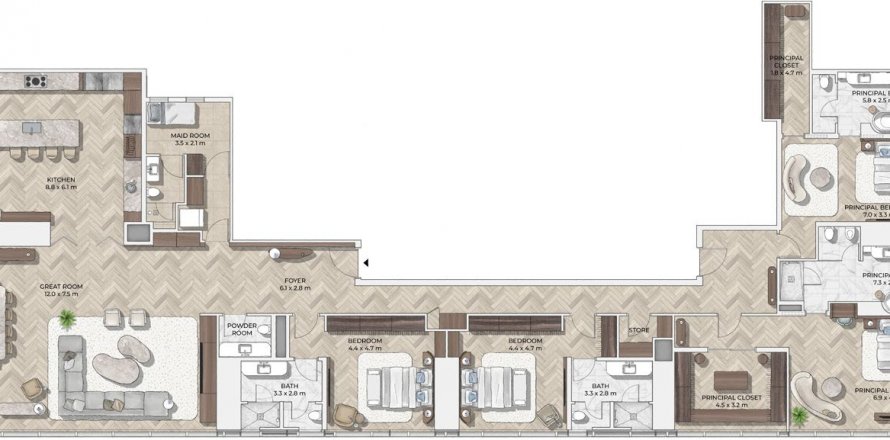 Byt v Mr.C Residences Downtown v City Walk, Dubai, SAE 4 ložnice, 515 m² Č.: 578611