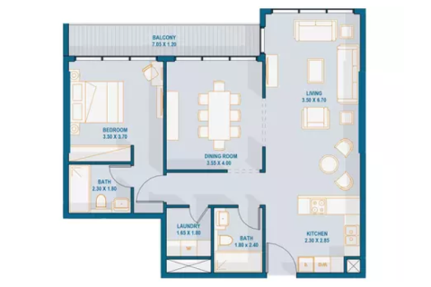Apartment on the Yas Island, Abu Dhabi, UAE 1 room, 42 sq.m. № 732803 - photo 7