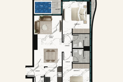 Lakás itt: Majan, Dubai, EAE, 1 szoba, 37 m², azonosító: 732797 - fénykép 8