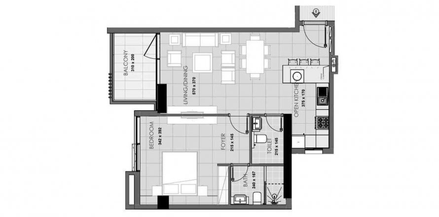 Apartmán v Palatium Residences v Jumeirah Village Circle, Dubai, SAE 1 spálňa, 68.75 m2 č. 518350
