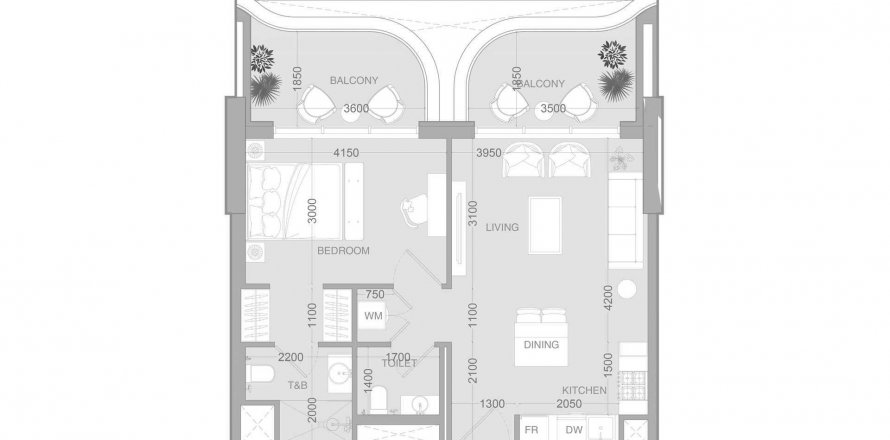 Jumeirah Village Circle、Dubai、UAEにあるマンション 1ベッドルーム、68.37 m2 No619368