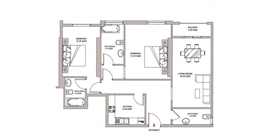 Apartment in Nuaimia Towers in Al Naemiyah, Ajman, UAE 2 bedrooms, 156.81 sq.m. № 564575