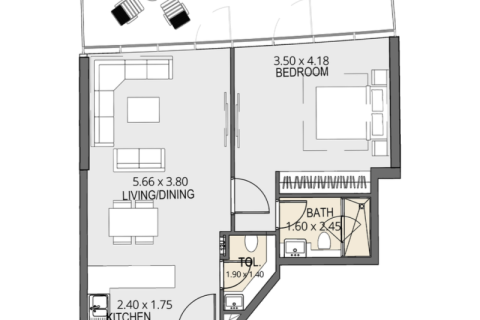 Apartmen di Al Jaddaf, Dubai, UAE 1 bilik, 41 meter persegi № 732720 - foto 7
