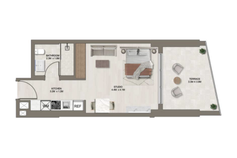 Διαμέρισμα σε Dubai Studio City, ΗΑΕ 1 δωμάτιο, 42 τ.μ. Αρ. 732718 - φωτογραφία 3
