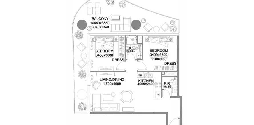 Korter asukohaga The WOW Tower asukohaga Dubai Land, AÜE: 2 magamistoaga, 113.38 m² Nr 705485
