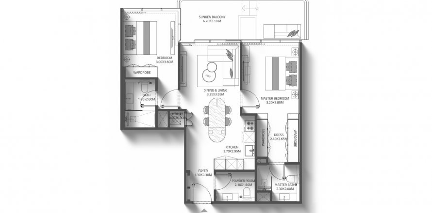 Apartment in REEF 998 Residences in Dubai Land, UAE 2 bedrooms, 93 sq.m. № 621271
