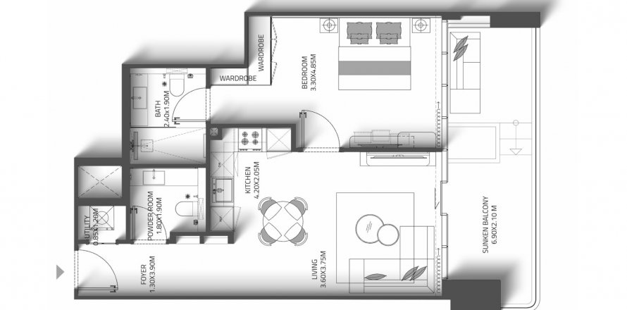 Apartment sa REEF 998 Residences sa Dubai Land, UAE 1 silid-tulugan, 74 sq.m. № 621270