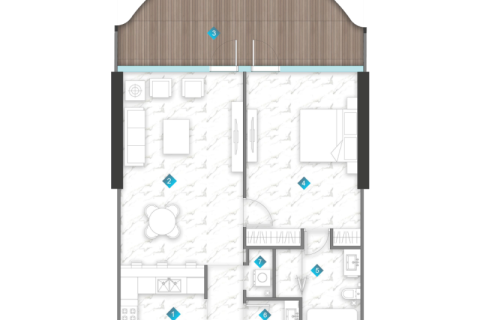 Leilighet til salgs i Al Marjan Island, Ras Al Khaimah, Emiratene 1 soverom, 47 kvm Nr. 689968 - Foto 9