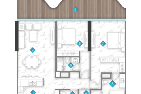 Leilighet til salgs i Al Marjan Island, Ras Al Khaimah, Emiratene 1 soverom, 47 kvm Nr. 689968 - Foto 10