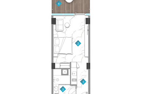 Leilighet til salgs i Al Marjan Island, Ras Al Khaimah, Emiratene 1 soverom, 47 kvm Nr. 689968 - Foto 14